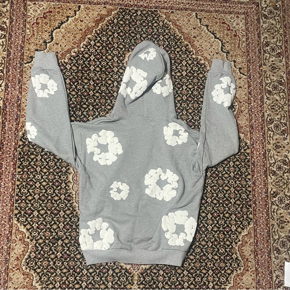 Floral Pattern Gray Hoodie